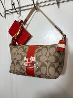 Coach Heritage Stripe Shoulder Bag 41115 + Selena Gomez Card Case